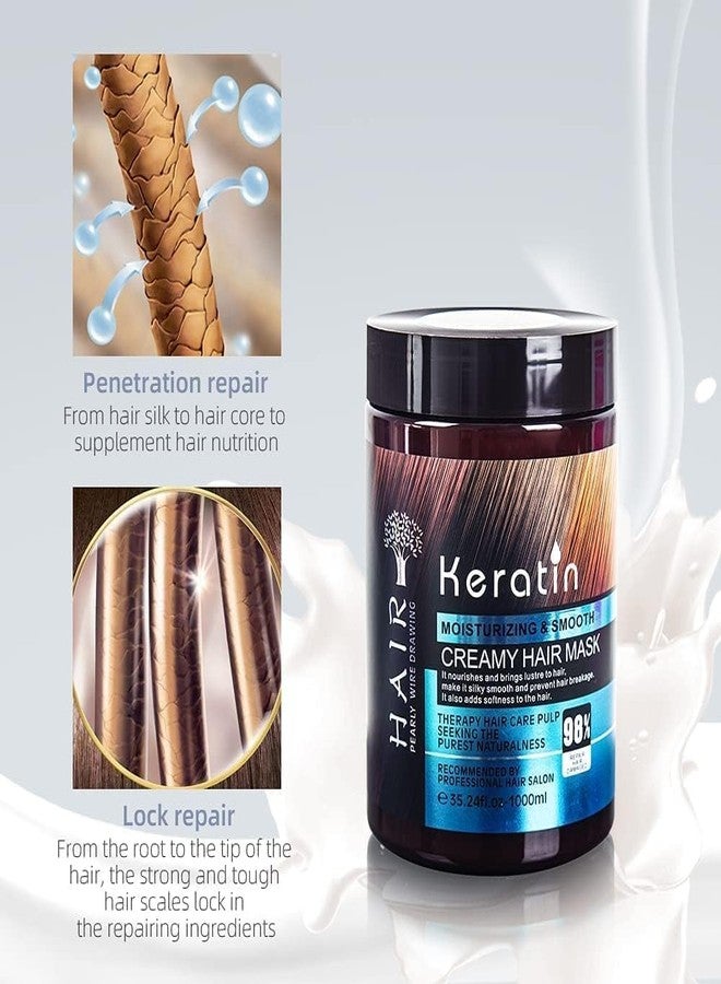 Aasakt New Keratin Cream Hair Mask, Floral Keratin Hair Mask, Moisturizing & Smoothing For Dry Damaged - 800ml - Image 4