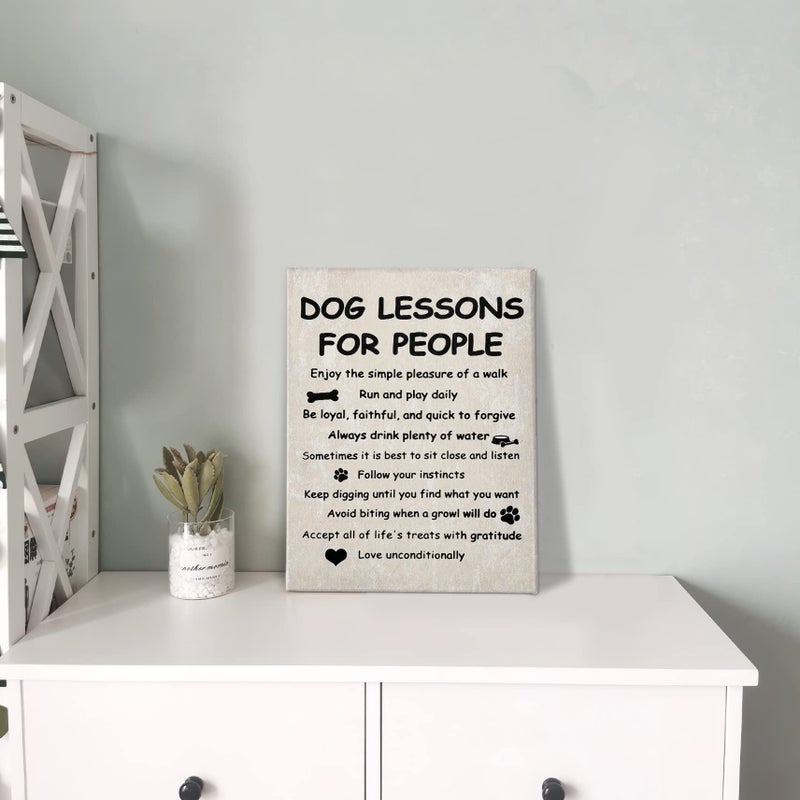 PHAMTE Funny Dog Lessons For People Wall Art,Funny Dog Saying Print Framed Canvas Painting Artwork Home Bedroom Living Room Girls Room Decorï¼ˆ11x14 Inchï¼‰ - Image 4