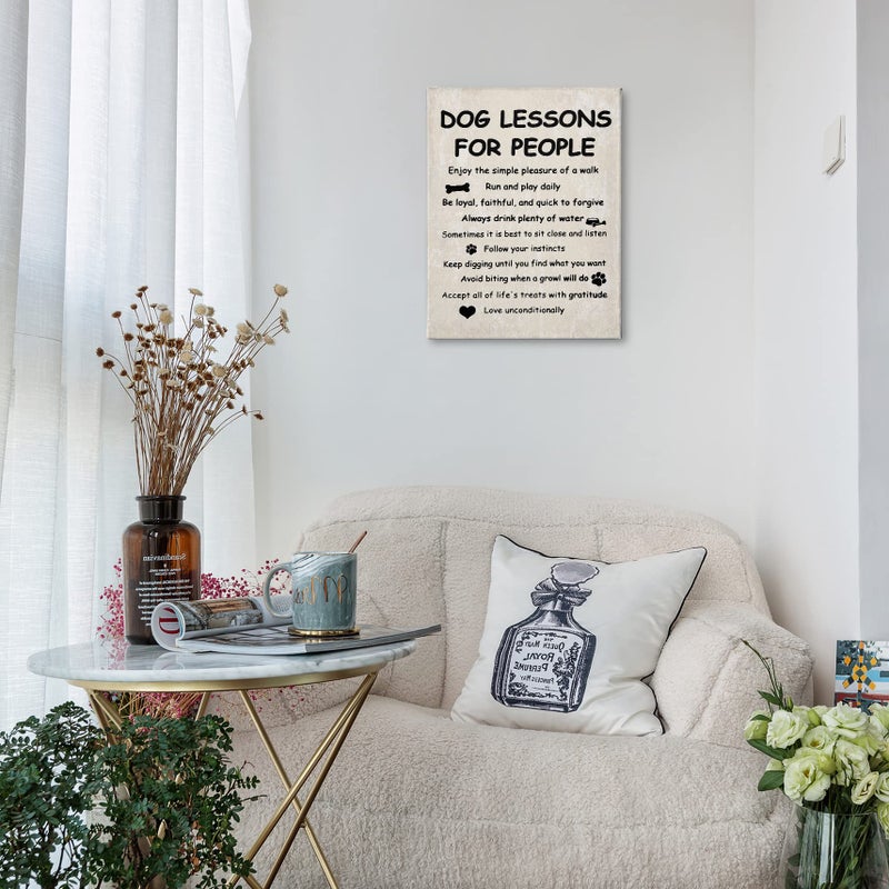 PHAMTE Funny Dog Lessons For People Wall Art,Funny Dog Saying Print Framed Canvas Painting Artwork Home Bedroom Living Room Girls Room Decorï¼ˆ11x14 Inchï¼‰ - Image 2