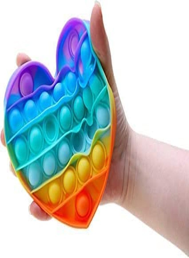 VikriDA Rainbow Fidget Popping Sounds Toy, BPA Free Silicone, Sensory Toy for Kids - Pack of 2 (Octagone and Heart) - Image 2