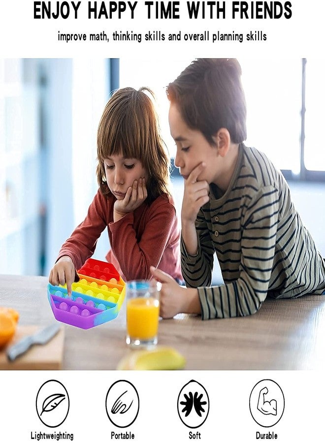 VikriDA Rainbow Fidget Popping Sounds Toy, BPA Free Silicone, Sensory Toy for Kids - Pack of 2 (Octagone and Heart) - Image 4