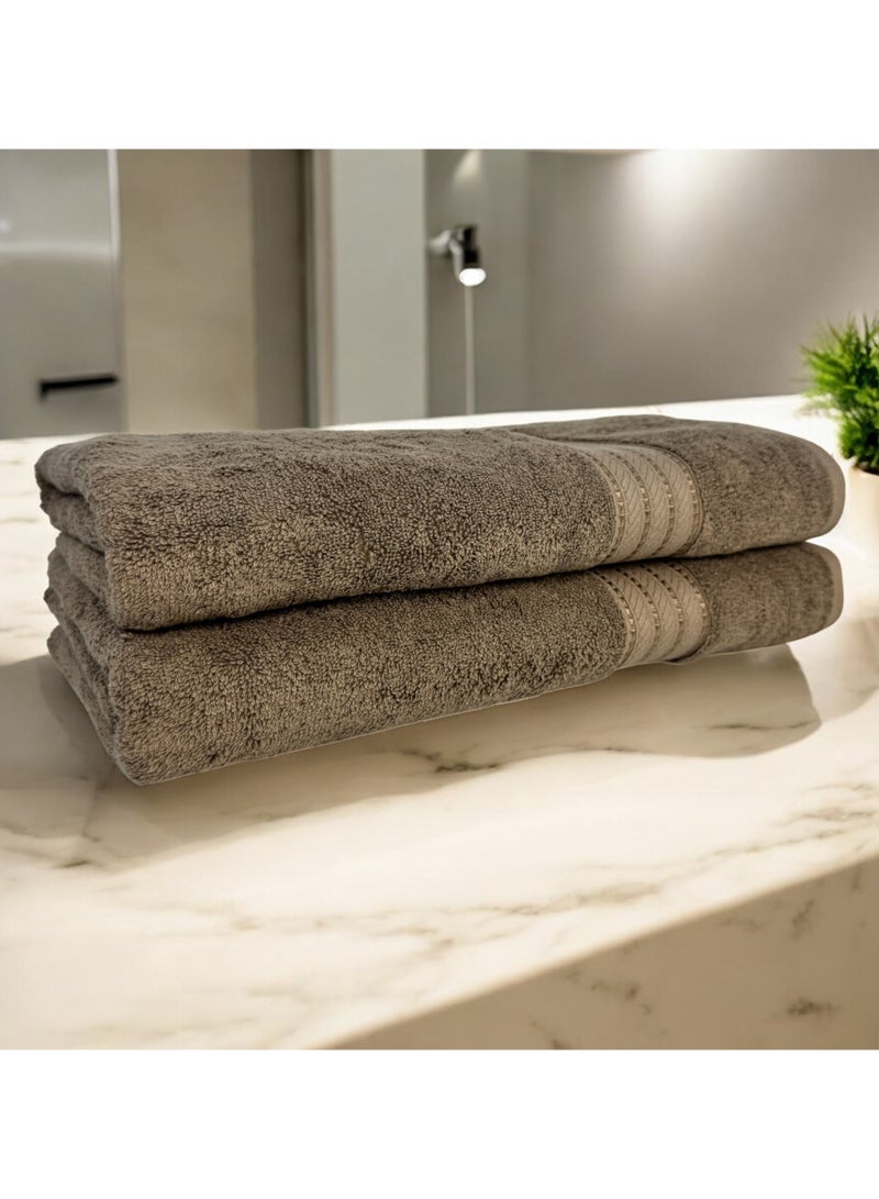 KASSINO Kassino Jumbo Bath Sheet (2 Pack, 80x160 cm) - 580 GSM Large Bath Towel,100% Combed Cotton, Soft & Quick-Dry Oversized Towels, Highly Absorbent, Double Stitched Hotel Quality Towels | Beige  - Image 2
