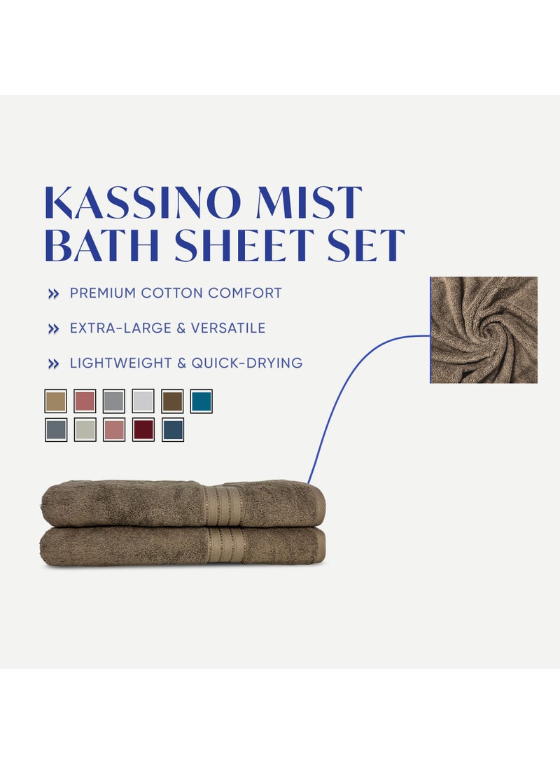 KASSINO Kassino Jumbo Bath Sheet (2 Pack, 80x160 cm) - 580 GSM Large Bath Towel,100% Combed Cotton, Soft & Quick-Dry Oversized Towels, Highly Absorbent, Double Stitched Hotel Quality Towels | Beige  - Image 3