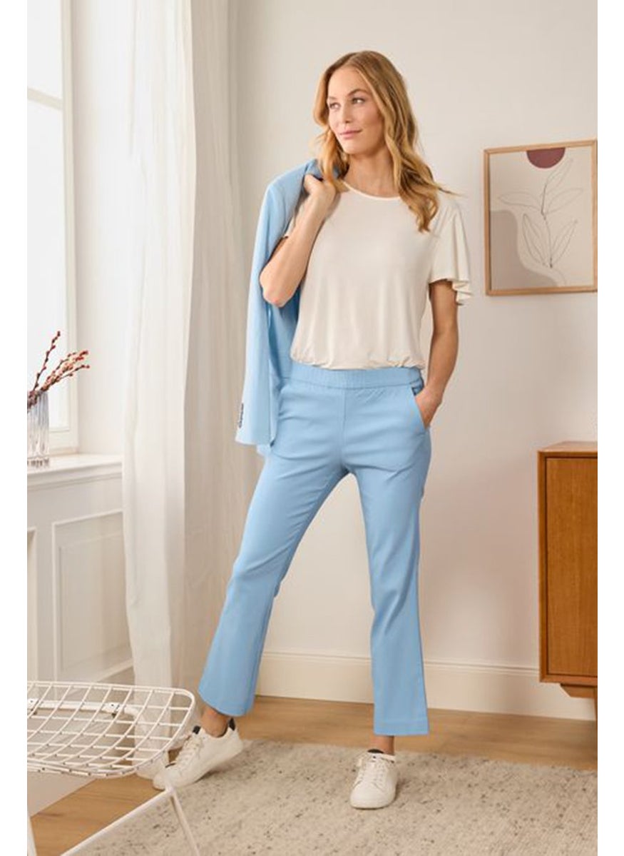 Tchibo Women Regular Fit Stretchable Trouser Pants, Light Blue  - Image 1