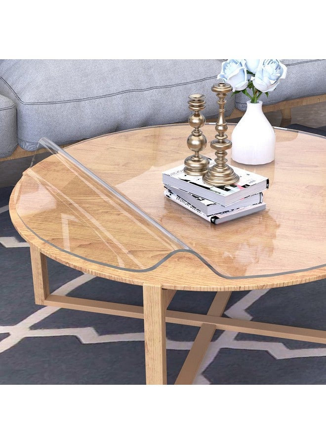 ETECHMART Dia. 42 Inch Clear Round Table Cover, 2mm Thick Round Plastic Table Protector, Waterproof PVC Tablecloth, Vinyl Circle Table Top Protector for Coffee Table, Dining Room Table - Image 1
