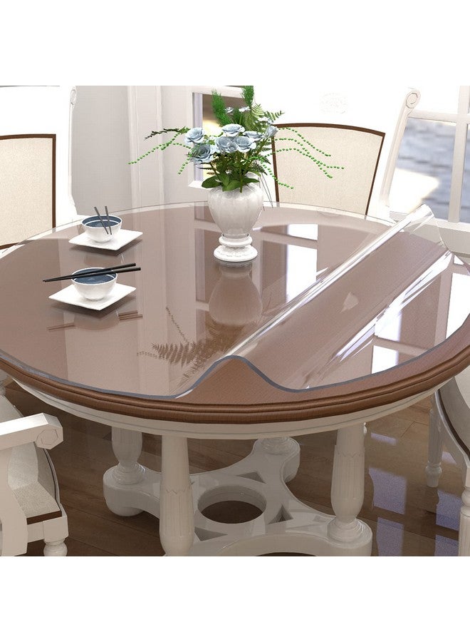 ETECHMART Dia. 42 Inch Clear Round Table Cover, 2mm Thick Round Plastic Table Protector, Waterproof PVC Tablecloth, Vinyl Circle Table Top Protector for Coffee Table, Dining Room Table - Image 2