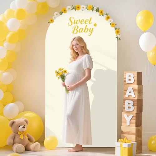 FOTSHARER Ivory Arch Cover 3.3x6.6FT Spandex Arch Cover Fitted Wedding Arch Backdrop Stand Cover Chiara Wall Covers for Arch Backdrop Cream Arch Covers for Birthday Party Ceremony Balloon Decoration - Image 3