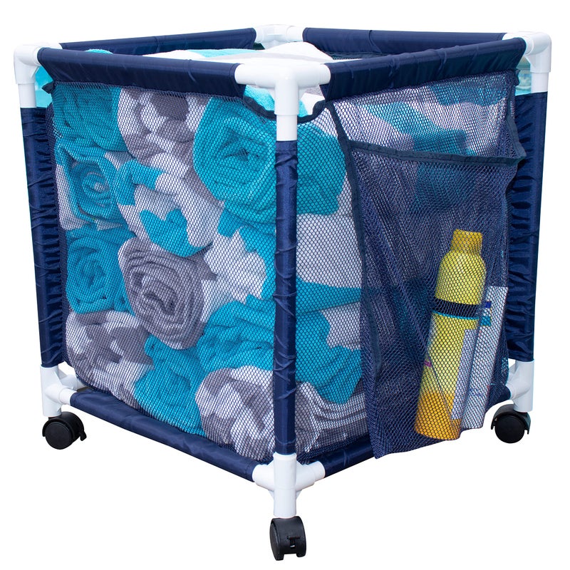 Essentially Yours Essentially Yours Rolling Pool Storage Small Organizer Bin, (18" W x 18" L x 20" H), Blue/White Style 417244  - Image 1