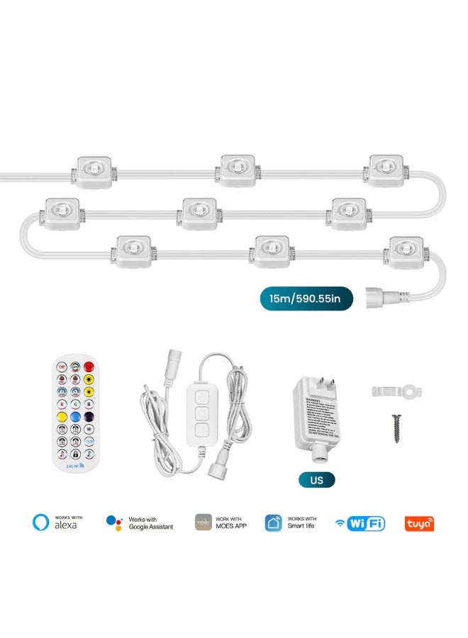 مويس أضواء LED ذكية على شكل سلسلة للحواف الخارجية واي فاي مقاومة للماء IP67 بـ 1600 مليون لون RGB - Image 1