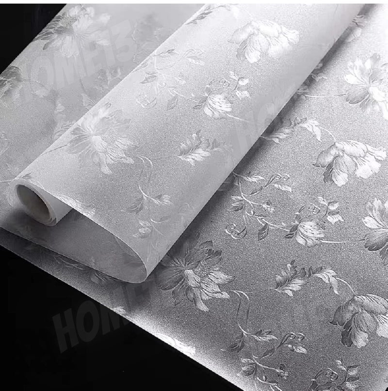 HOME13™ Frosted Glass Window Film Self Adheisve Decoartive Window Privacy Film Heat Control Removable Vinyl Window Sticker for Home Office (16"x50" Inch, Flower Leaf) - Image 3