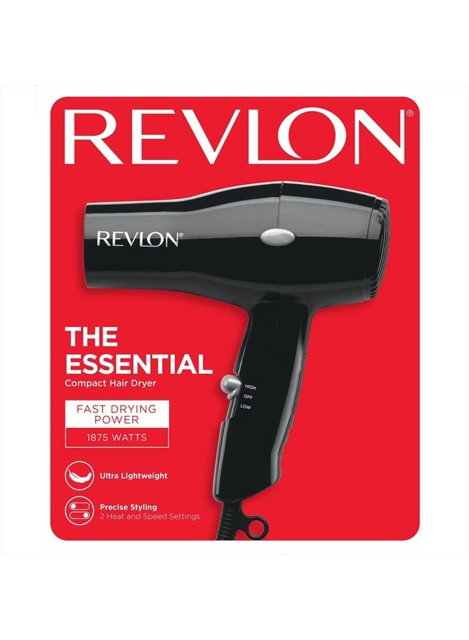 Revlon Compact Hair Dryer | 1875W Lightweight Design, Perfect for Travel, (Black) - Image 5