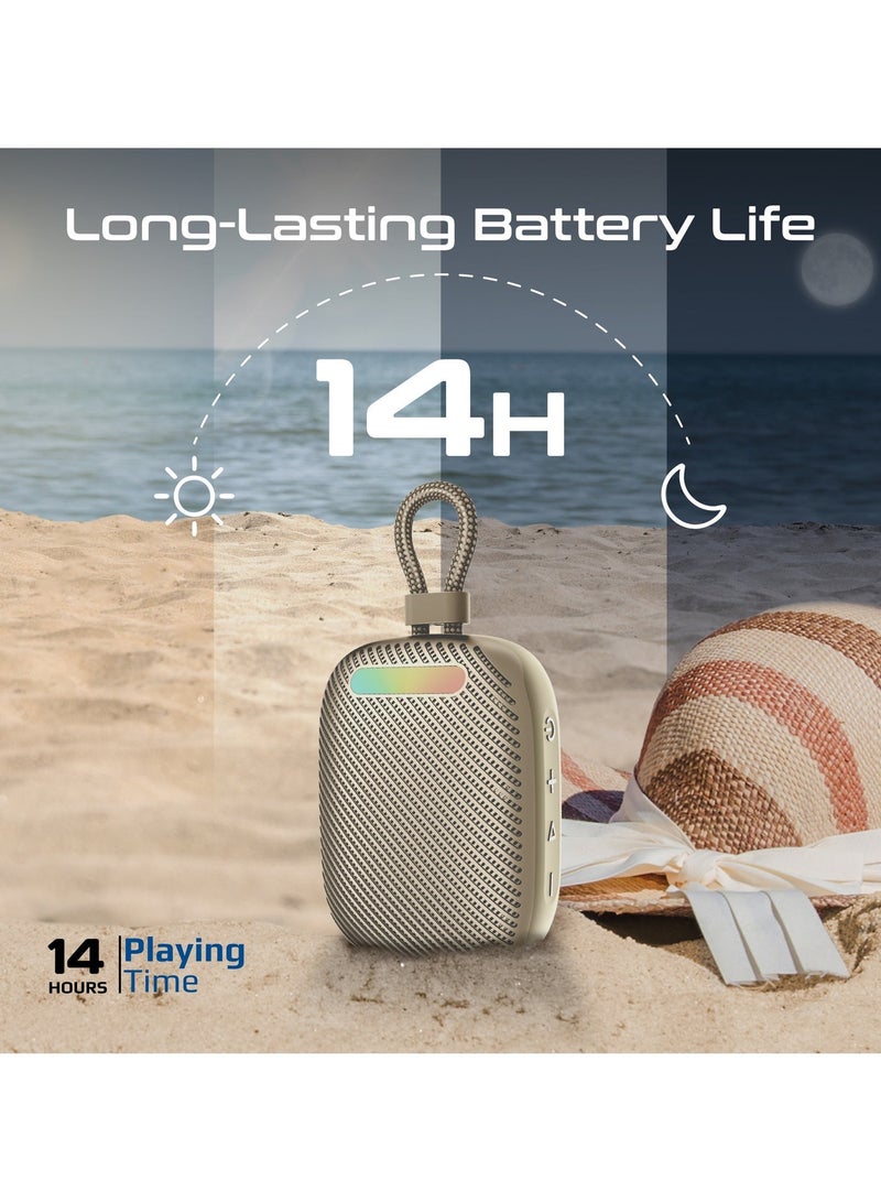 Promate Tingz CrystalSound Wireless Bluetooth 5.4 Speaker, 7W Loud Stereo Sound, RGB Light Modes, Waterproof IPX6, TWS Dual Pairing, TF/USB/AUX/FM, Built-in Mic, 1800mAh Battery, 10M Range Titanium - Image 4