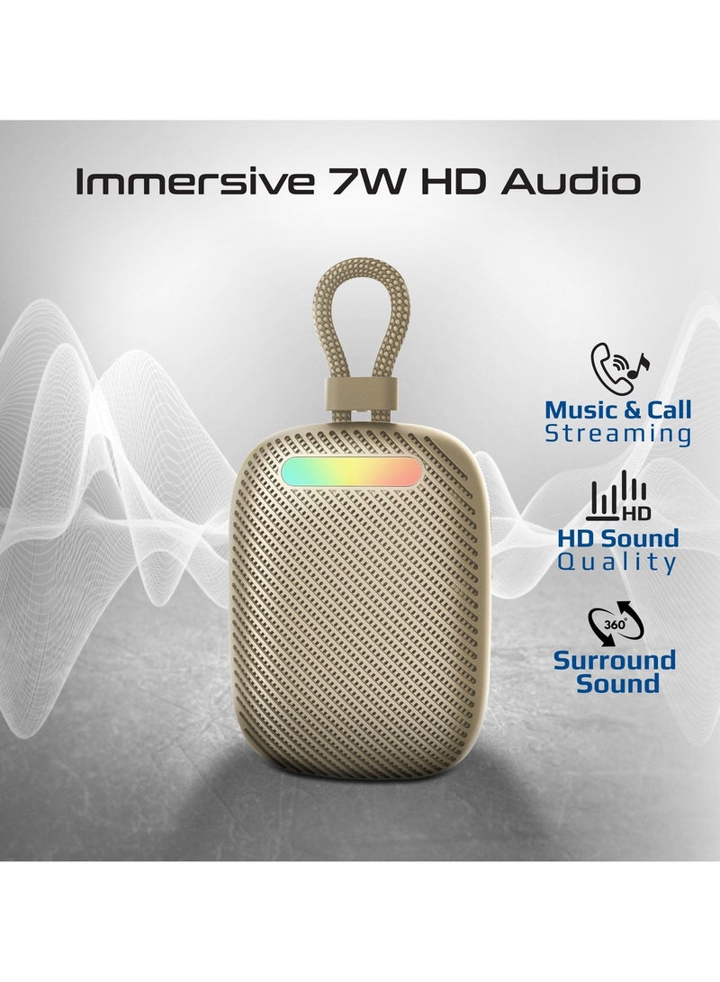 Promate Tingz CrystalSound Wireless Bluetooth 5.4 Speaker, 7W Loud Stereo Sound, RGB Light Modes, Waterproof IPX6, TWS Dual Pairing, TF/USB/AUX/FM, Built-in Mic, 1800mAh Battery, 10M Range Titanium - Image 3