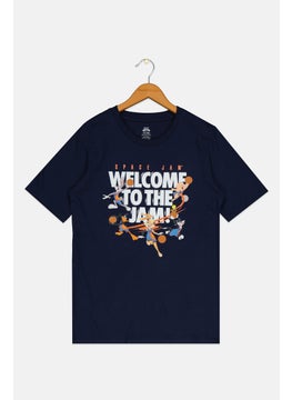 Space Jam Kids Boy Graphic Print T-Shirt, Navy  - Image 1