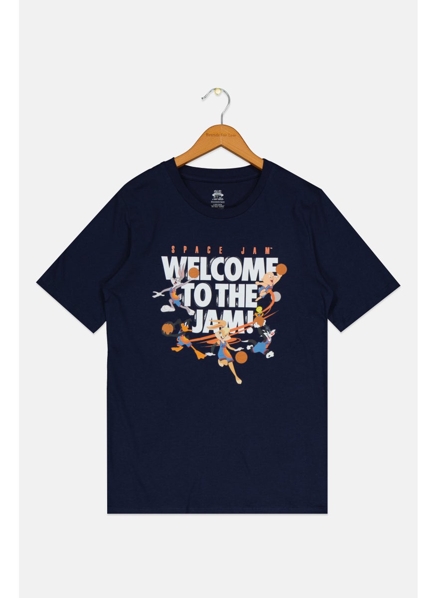 Space Jam Kids Boy Graphic Print T-Shirt, Navy  - Image 1