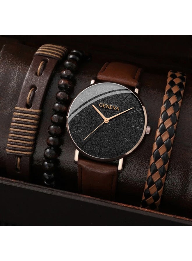 Geneva New fashionable casual men's sport-style watch set - unique and trendy quartz wristwatch - Image 2