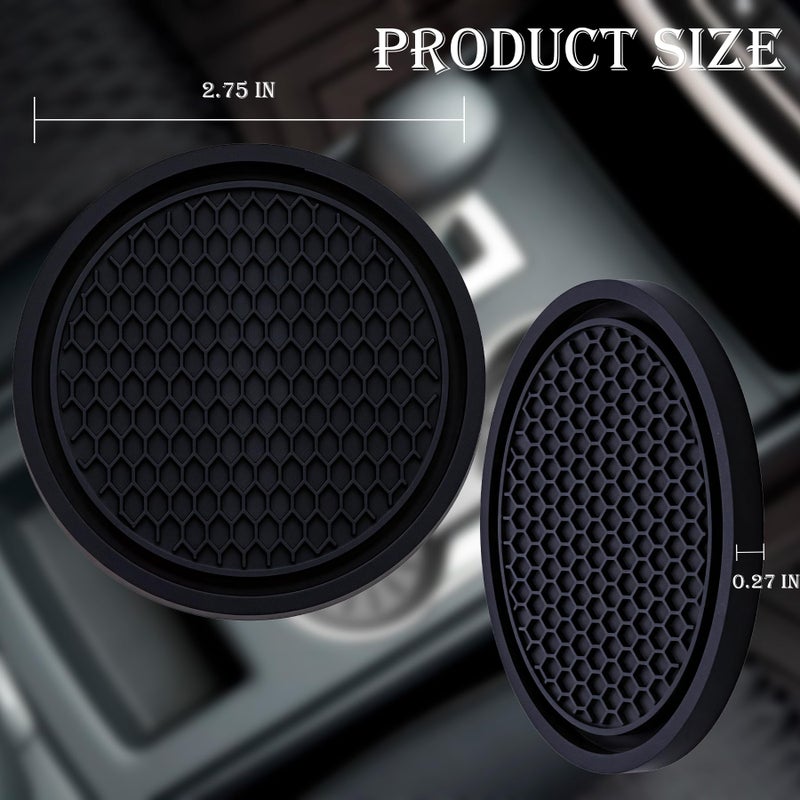MEAJOO 2PCS Car Cup Holder Coaster, Universal Auto Non-Slip Cup Holder Coaster, 2.75In Universal Non-Slip Recessed Car Interior Accessories (Black) - Image 2