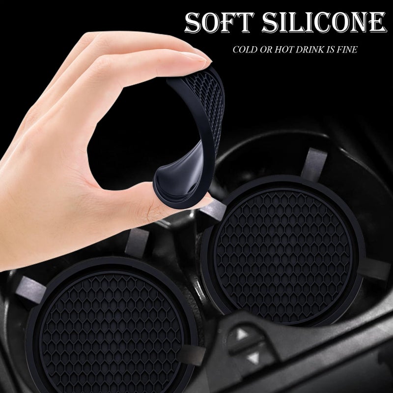 MEAJOO 2PCS Car Cup Holder Coaster, Universal Auto Non-Slip Cup Holder Coaster, 2.75In Universal Non-Slip Recessed Car Interior Accessories (Black) - Image 4