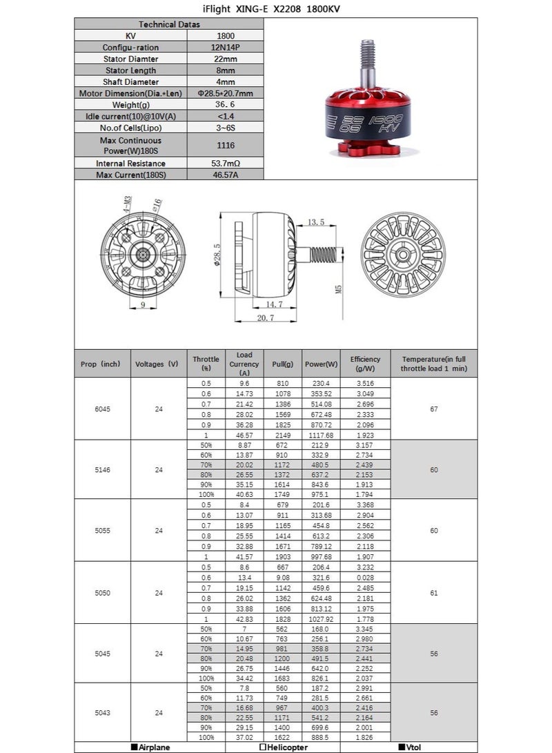 iFlight XING-E 2208 1800KV Brushless Motor 6S for QAV FPV Racing Drone Quadcopter - Image 3