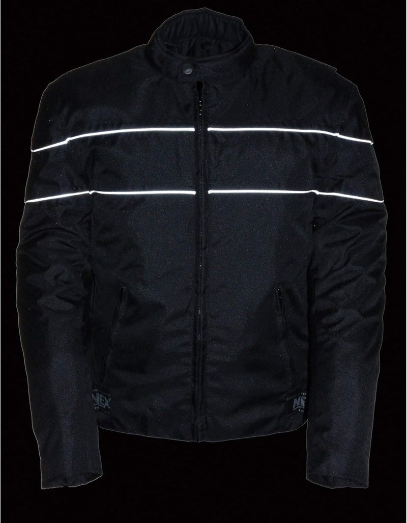 Nexgen SH212102 Men's Black Textile Vented Moto Jacket with Reflective Piping - 10X-Large - Image 5