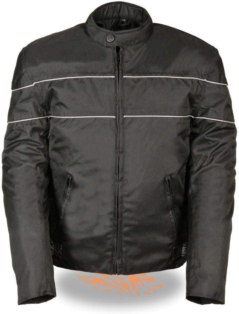Nexgen SH212102 Men's Black Textile Vented Moto Jacket with Reflective Piping - 10X-Large - Image 1