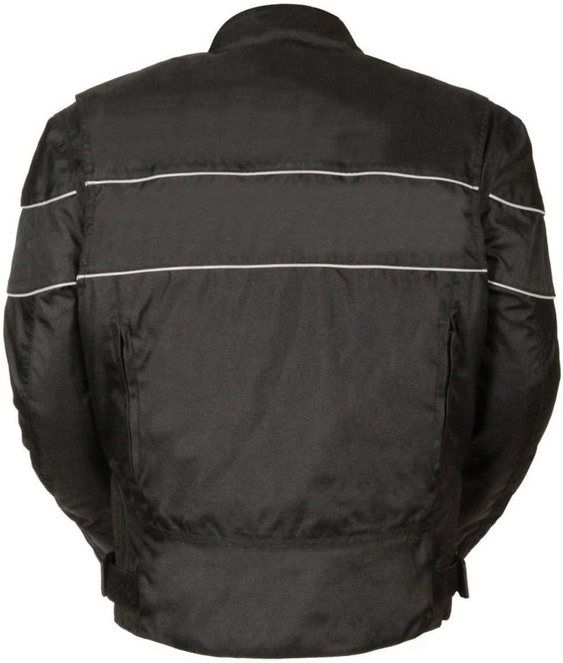 Nexgen SH212102 Men's Black Textile Vented Moto Jacket with Reflective Piping - 10X-Large - Image 2