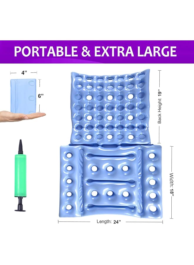Wheelchair Cushions Anti Decubitus Wheelchair Inflatable Seat Cushions For Butt Breathable Backrest Air Cushion Bed Sore Cushion For Pressure Sores Portable Travel Seat Cushion For Long Sitting