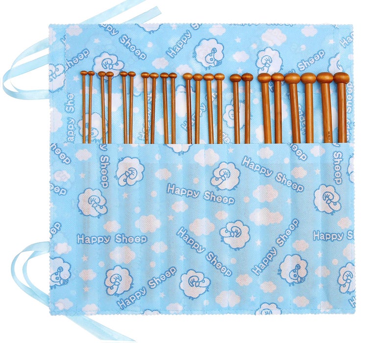 Fairycece Bamboo Knitting Needles Set Knitting Needle Case Kits for Beginners Wooden Wood - Image 1