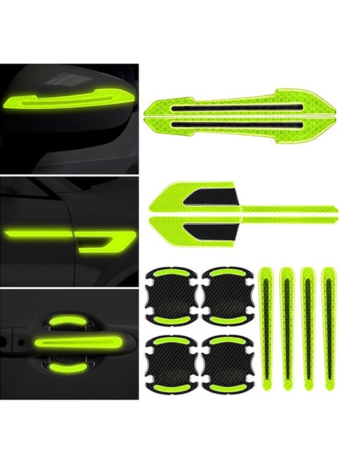 12 Pieces Reflective Car Stickers Set Rearview Mirror Reflective Warning Stickers Car Side Reflective Stickers Car Handle Protectors and Handle Paint Scratch Films for Car Safety