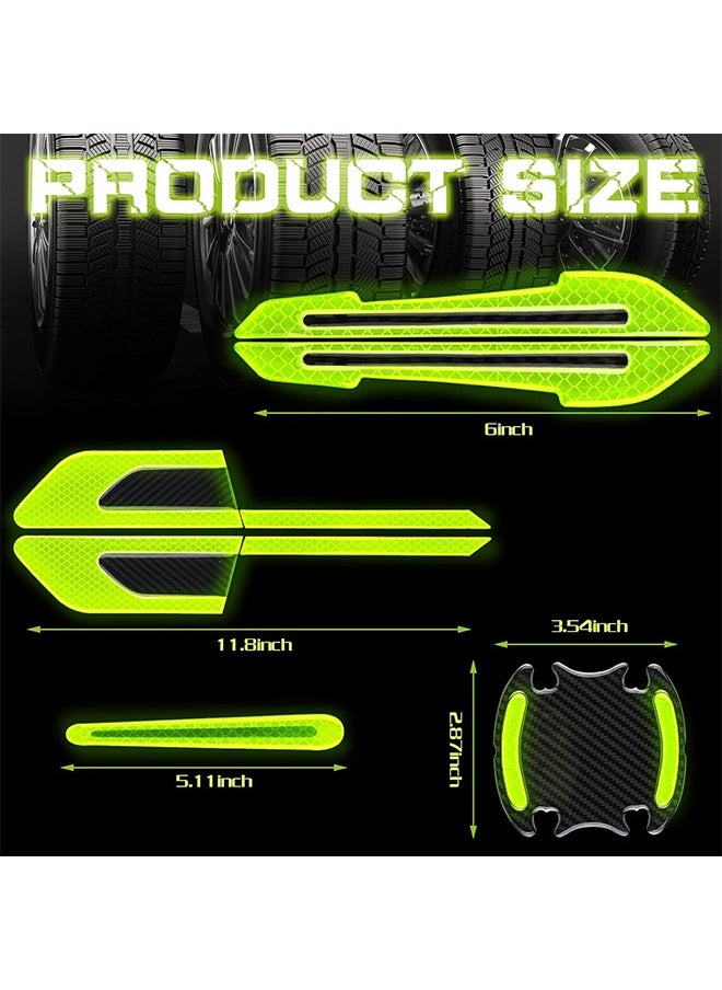 Generic 12 Pieces Reflective Car Stickers Set Rearview Mirror Reflective Warning Stickers Car Side Reflective Stickers Car Handle Protectors and Handle Paint Scratch Films for Car Safety  - Image 3