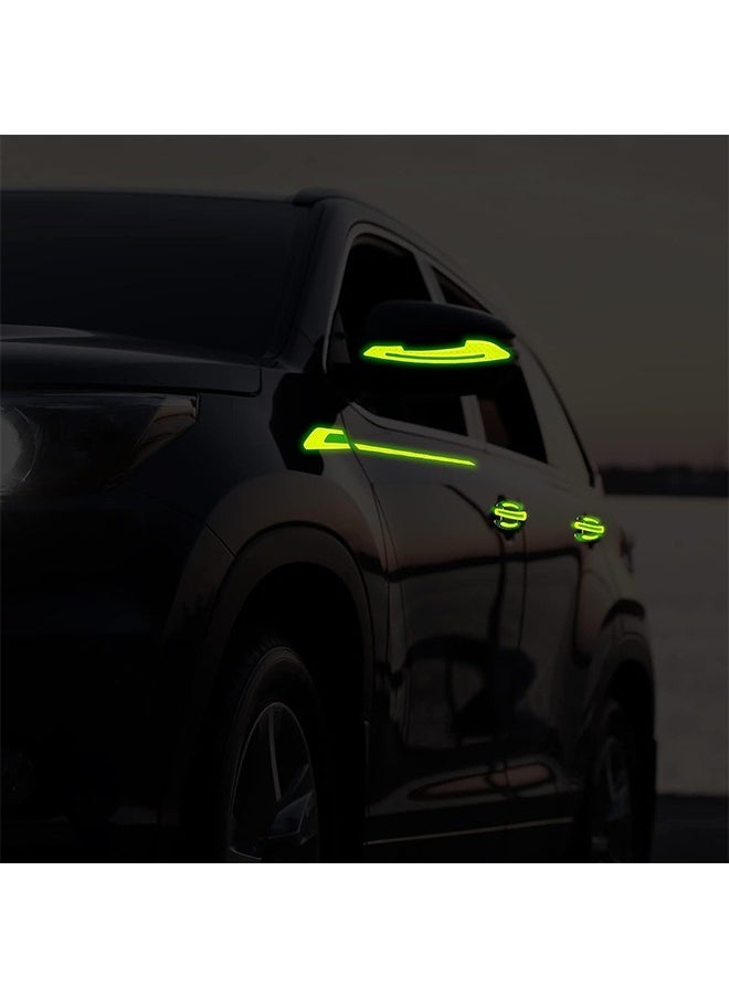 Generic 12 Pieces Reflective Car Stickers Set Rearview Mirror Reflective Warning Stickers Car Side Reflective Stickers Car Handle Protectors and Handle Paint Scratch Films for Car Safety  - Image 4