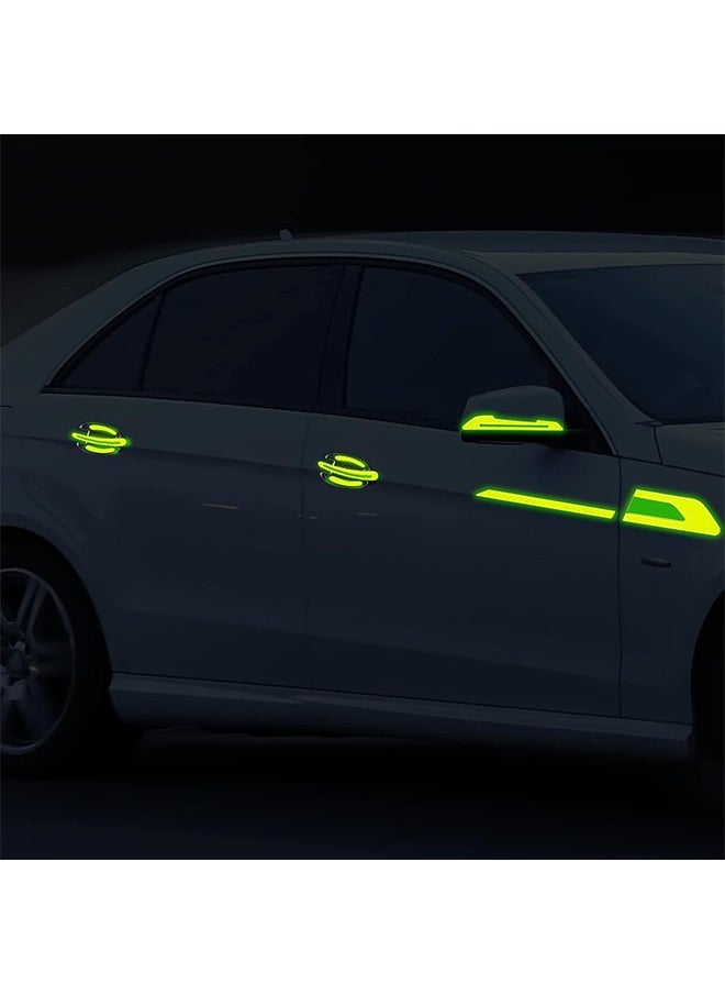 Generic 12 Pieces Reflective Car Stickers Set Rearview Mirror Reflective Warning Stickers Car Side Reflective Stickers Car Handle Protectors and Handle Paint Scratch Films for Car Safety  - Image 5