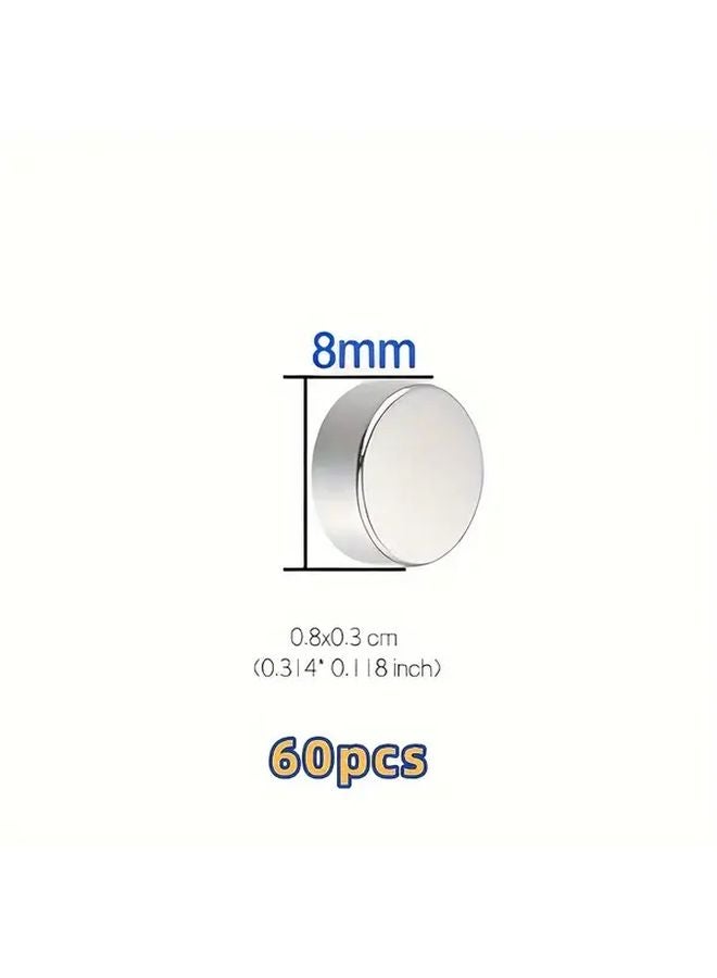 8x3mm Round Magnetic Sheets 60pcs 3mm Thick For Refrigerator Office Whiteboard - Image 1
