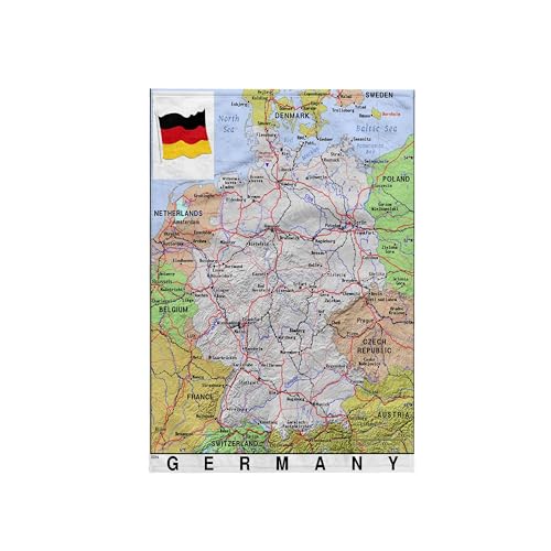 3dRose Towel Image of Map of Germany with Cities and Flag 15 by 22inches TWL_299558_1 - Image 1