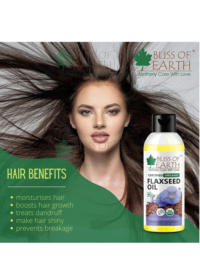 BLISS OF EARTH Bliss of Earth 100ml Certified Organic Flaxseed Oil Rich with Omega & Cold Pressed for Healthy Hair & Skin - Image 4