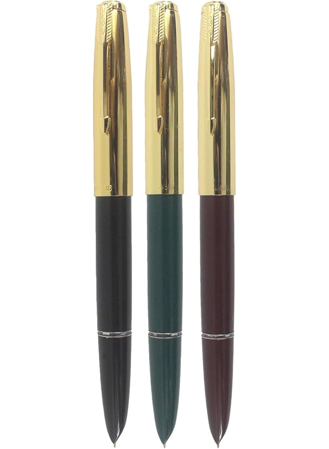 erorex Hero Pen Original Fountain Pen Iridium Fine Nib 330 With Golden Cap Fountain Pen Pack Of 3  - Image 1