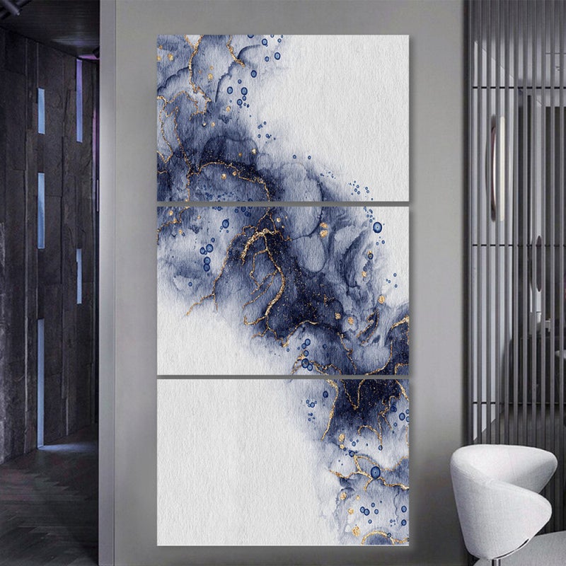 ماركتنا ثلاث لوحات قماشية مودرن بتصميم تجريدي مع برواز مجوف مقاس (90×40) ثلاث قطع - Image 1