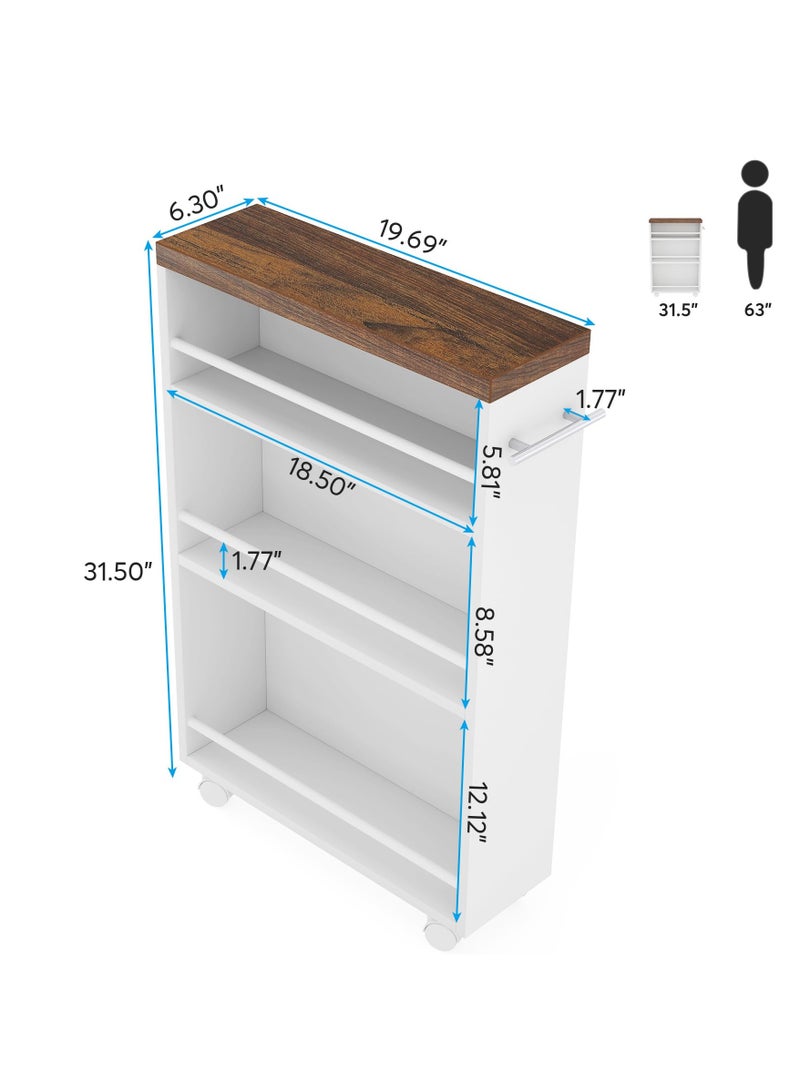 Tribesigns 4-Tier Slim Kitchen Storage Carts, Rolling Narrow Trolley Organizer on Wheels for Small Place, Slide Out Slim Utility Cart Skinny Laundry Cart with Handle for Kitchen, Bathroom, Laundry  - Image 2