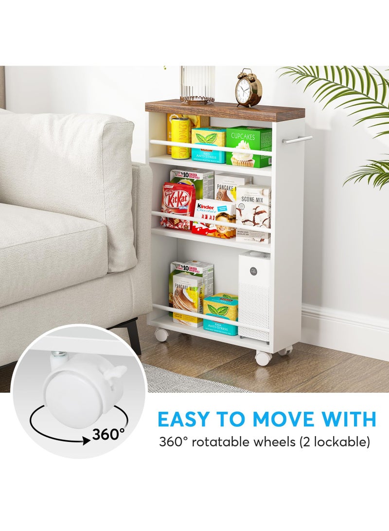 Tribesigns 4-Tier Slim Kitchen Storage Carts, Rolling Narrow Trolley Organizer on Wheels for Small Place, Slide Out Slim Utility Cart Skinny Laundry Cart with Handle for Kitchen, Bathroom, Laundry  - Image 5