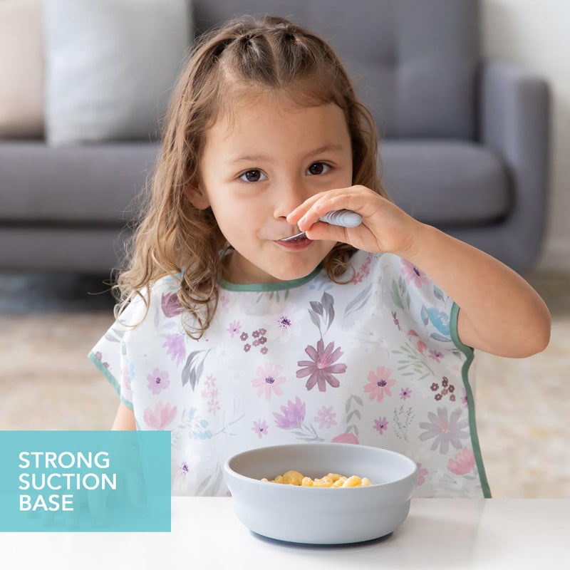 Bumkins Baby Bowl, Silicone Suction, for Babies, Toddlers and Kids, Baby Led Weaning, Feeding Essentials, Platinum Silicone, Non Skid Sticky Bottom, Supplies for Children Ages 6 Months Up, Gray - Image 3