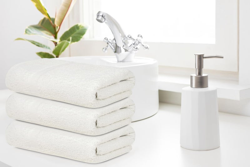 ZUPERIA White Bath Towels Bulk 12 Pack - 22 x 44 Inches  100% Cotton Economy Light Weight Towels for Commercial Use - Quick Dry  Ultra-Soft  and Absorbent Bulk Towels - Image 3