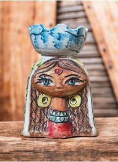 A perfume diffuser made of pottery and porcelain, hand-crafted and painted, size 15 cm