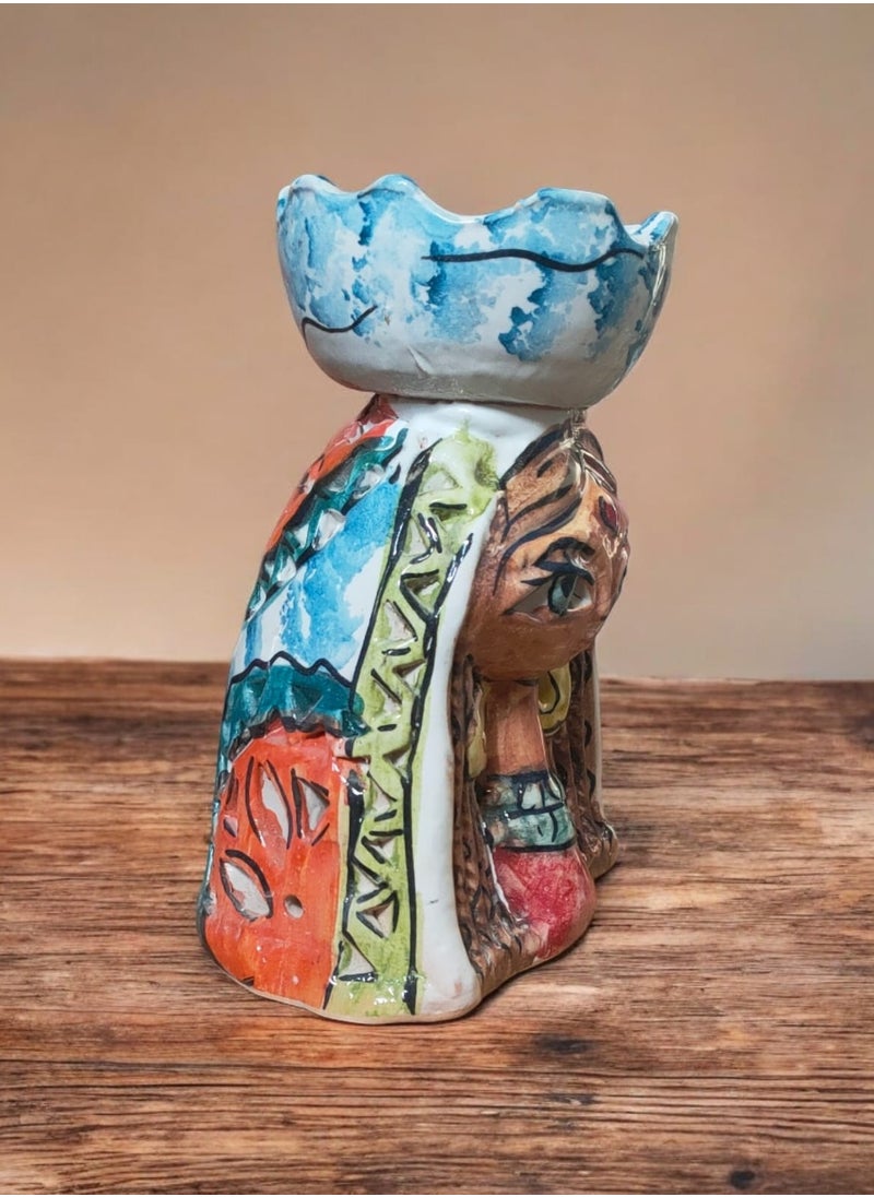 Generic - A perfume diffuser made of pottery and porcelain, hand-crafted and painted, size 15 cm - Image 1