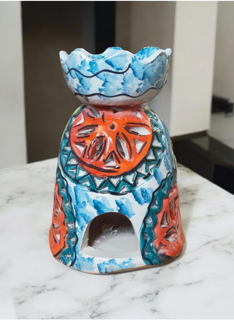 Generic - A perfume diffuser made of pottery and porcelain, hand-crafted and painted, size 15 cm - Image 1