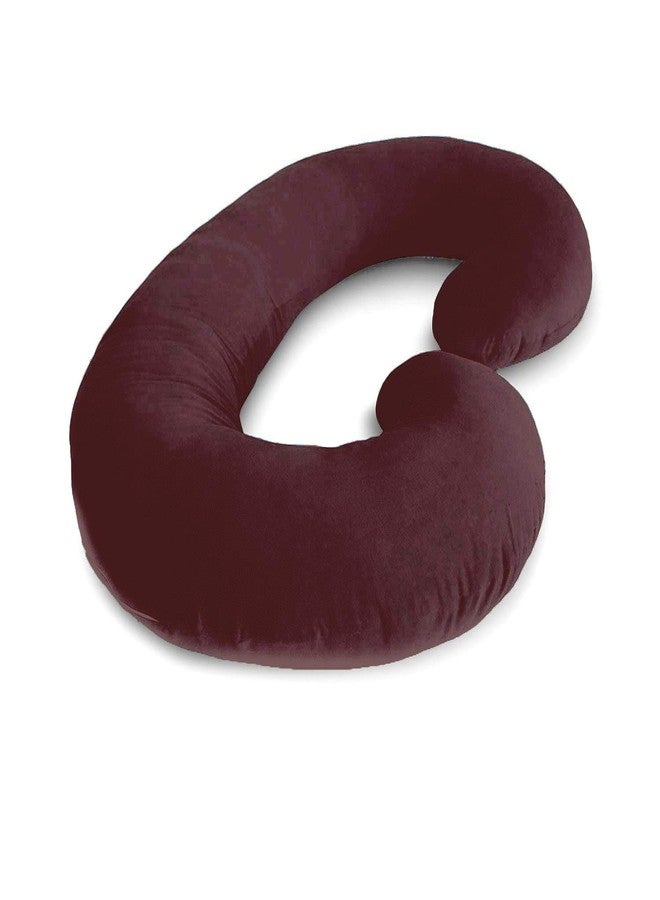 CUDDLY PRINT Cuddlyprint Velvet Ultra Soft Hollow Fibre C Shaped Maternity Pillow,Pregnancy Pillow,Body Pillow with Zippered Cover (Coffee), 200 GSM - Image 5