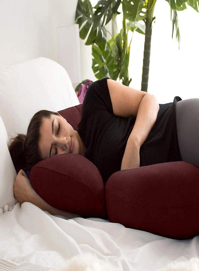 CUDDLY PRINT Cuddlyprint Velvet Ultra Soft Hollow Fibre C Shaped Maternity Pillow,Pregnancy Pillow,Body Pillow with Zippered Cover (Coffee), 200 GSM - Image 3
