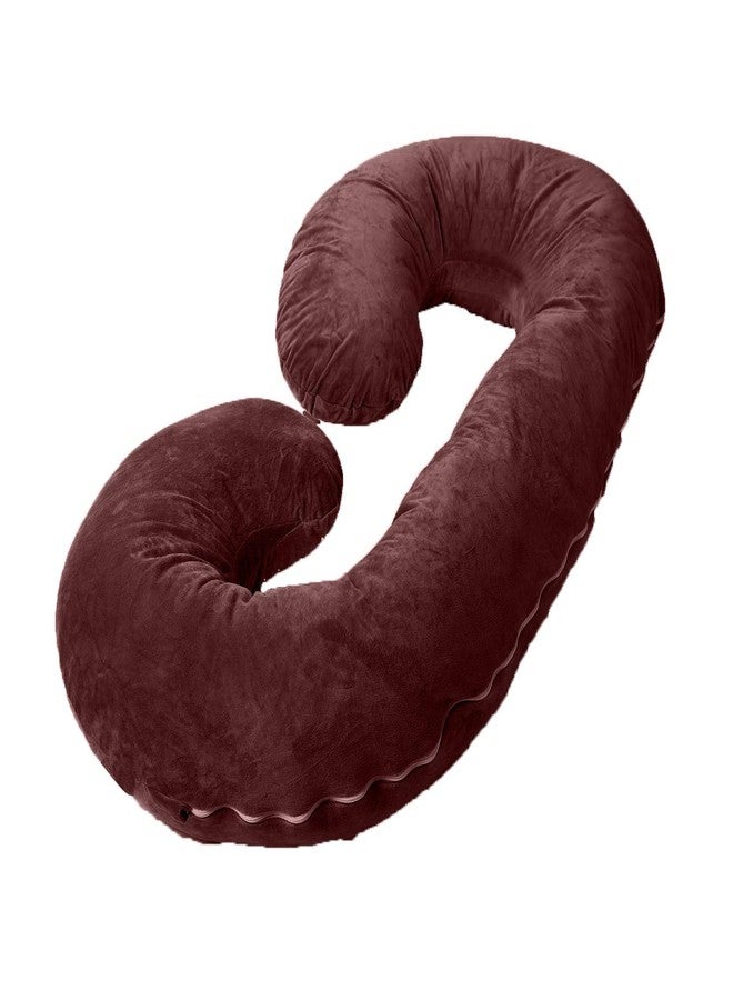 CUDDLY PRINT Cuddlyprint Velvet Ultra Soft Hollow Fibre C Shaped Maternity Pillow,Pregnancy Pillow,Body Pillow with Zippered Cover (Coffee), 200 GSM - Image 2