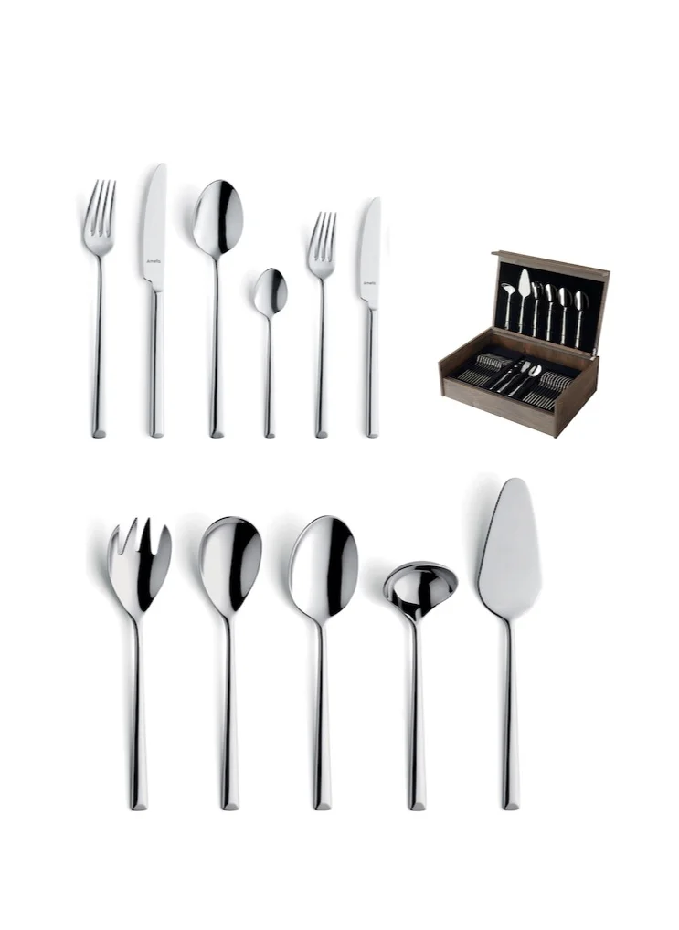 أميفا Metropole 1170 78-pc Cutlery set in wooden canteen - brown