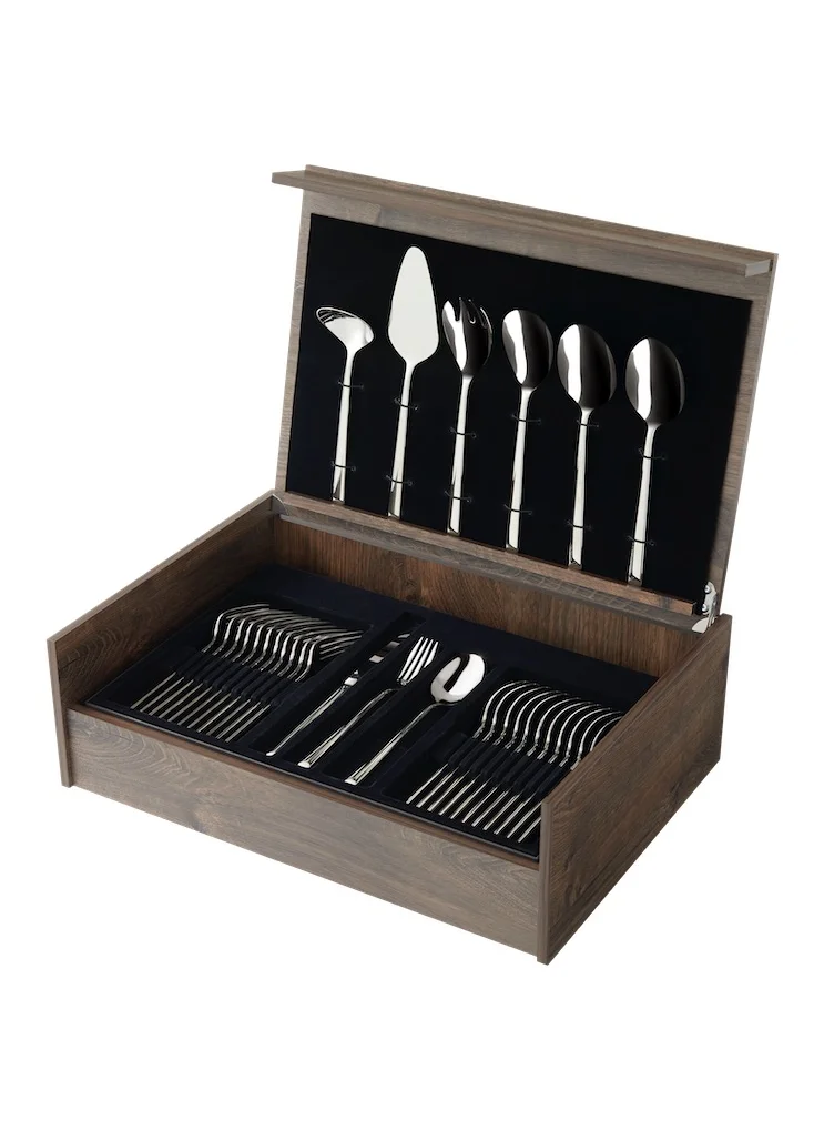 Amefa Metropole 1170 78-pc Cutlery set in wooden canteen - brown