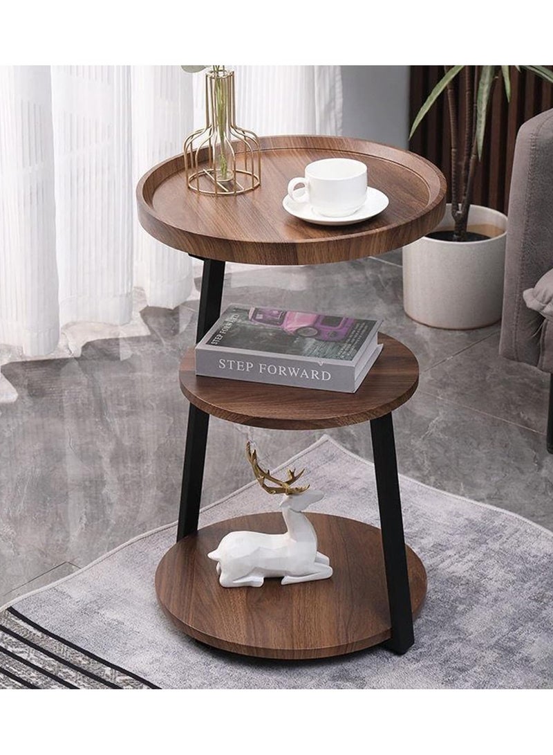DubaiGallery 3-layers Side table for living room sofa side Nordic simplicity coffee table flower stand iron and wooden home Multifunction decorative shelf Storage rack - Image 3